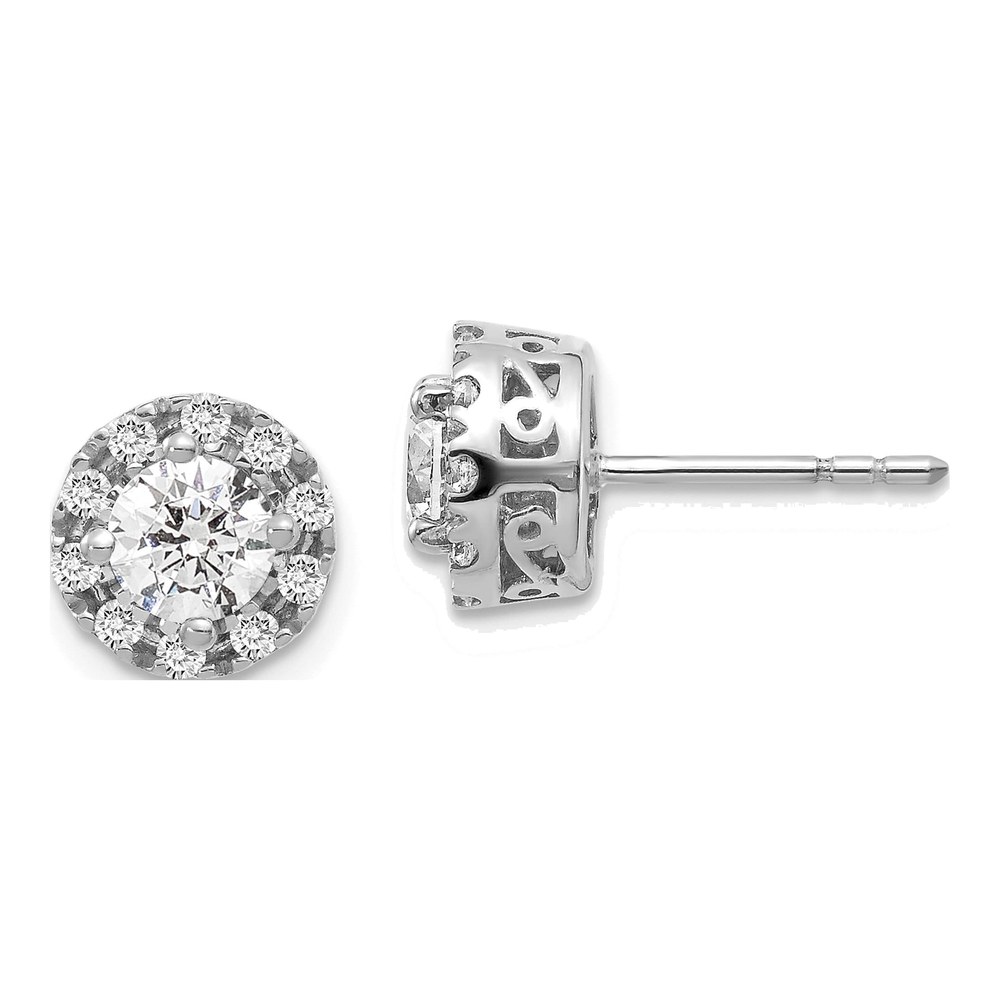 14K White Gold 1/4 ct tw 4.8mm Round Diamond Halo Stud Earrings
