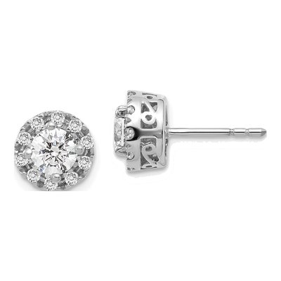 14K White Gold 1/4 ct tw 4.8mm Round Diamond Halo Stud Earrings
