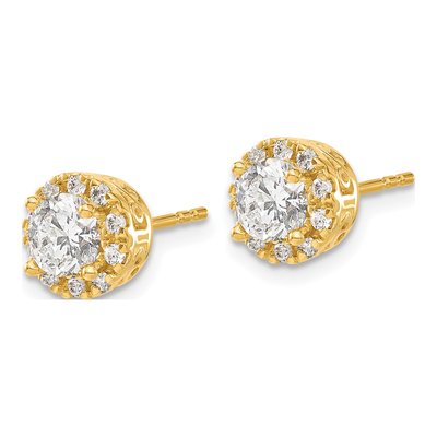 14K Yellow Gold 1/4 ct tw 4.8mm Round Diamond Halo Stud Earrings – view 2