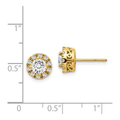 14K Yellow Gold 1/4 ct tw 4.8mm Round Diamond Halo Stud Earrings – view 4