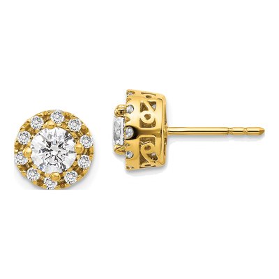 14K Yellow Gold 1/4 ct tw 4.8mm Round Diamond Halo Stud Earrings