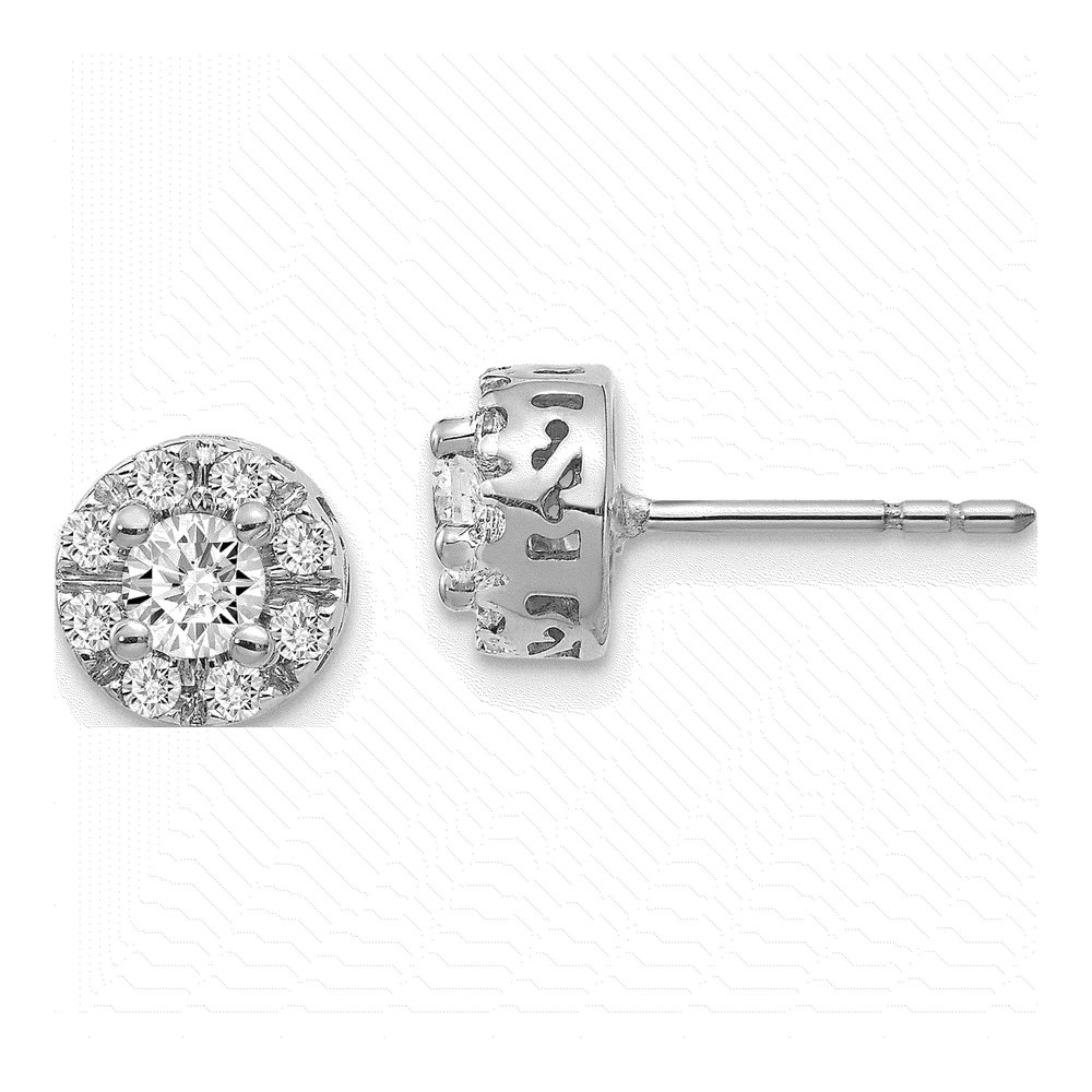 14K White Gold 1/4 ct tw 3.4mm Round Diamond Halo Stud Earrings