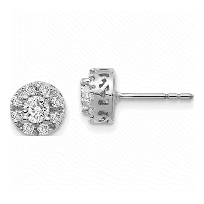 14K White Gold 1/4 ct tw 3.4mm Round Diamond Halo Stud Earrings