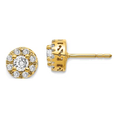 14K Yellow Gold 1/4 ct tw 3.4mm Round Diamond Halo Stud Earrings