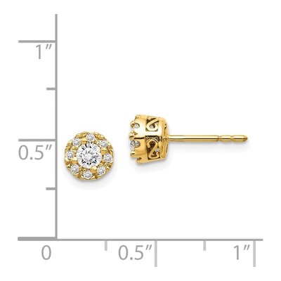 14K Yellow Gold 1/10 ct tw 3.3mm Round Diamond Halo Stud Earrings – view 4