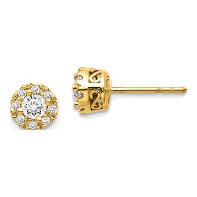 14K Yellow Gold 1/10 ct tw 3.3mm Round Diamond Halo Stud Earrings