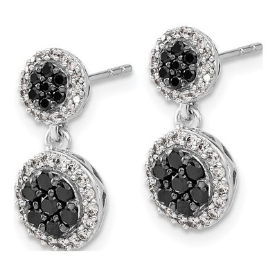 14K White Gold 3/4 ct tw Diamond Cluster Dangle Earrings – view 3