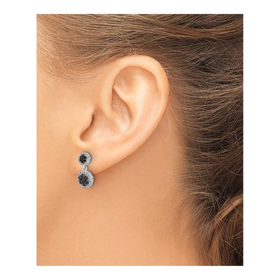 14K White Gold 3/4 ct tw Diamond Cluster Dangle Earrings – view 4