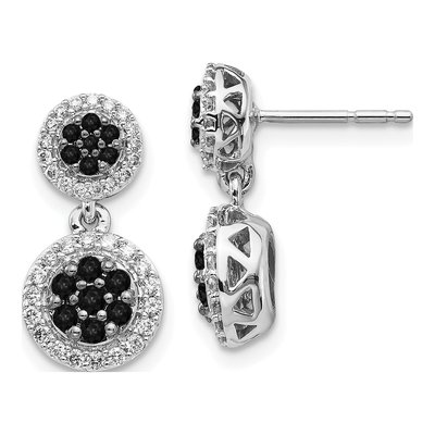 14K White Gold 3/4 ct tw Diamond Cluster Dangle Earrings