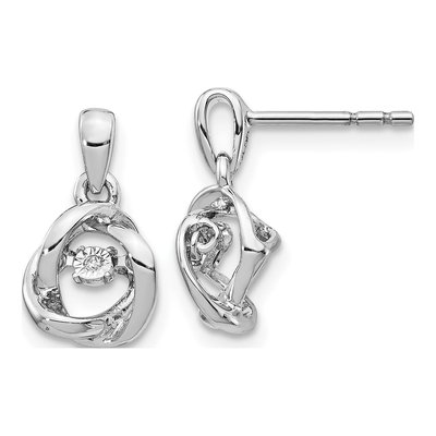 14K White Gold Diamond Dangle Earrings
