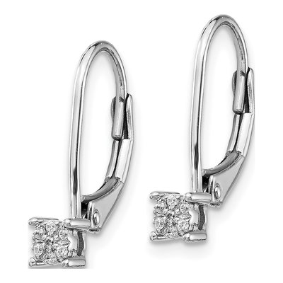 14K White Gold 1/20 ct tw Diamond Cluster Leverback Earrings – view 3