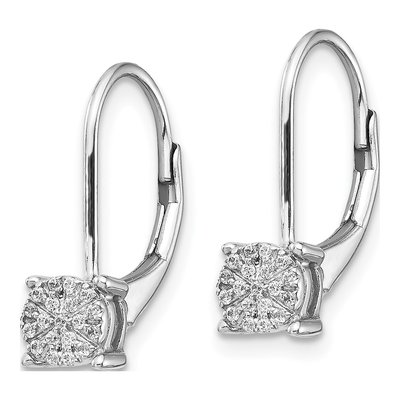 14K White Gold 1/10 ct tw Diamond Cluster Leverback Earrings – view 2