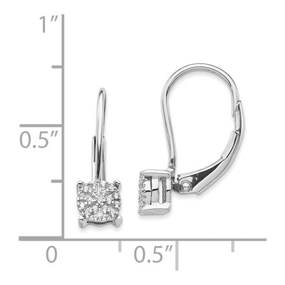 14K White Gold 1/10 ct tw Diamond Cluster Leverback Earrings – view 4