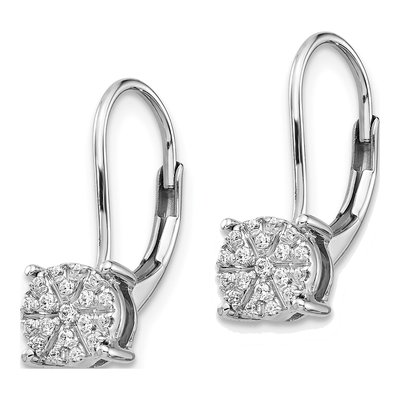 14K White Gold 1/6 ct tw Diamond Cluster Leverback Earrings – view 2