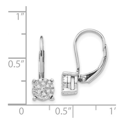 14K White Gold 1/6 ct tw Diamond Cluster Leverback Earrings – view 4