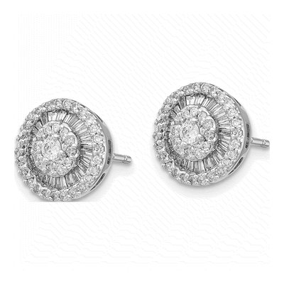 14K White Gold 1/2 ct tw 2mm Round Diamond Cluster Stud Earrings – view 3
