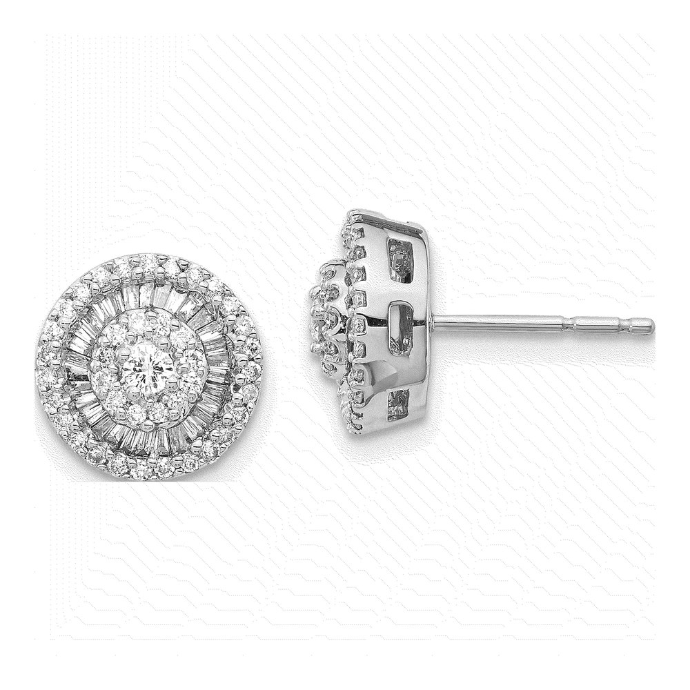14K White Gold 1/2 ct tw 2mm Round Diamond Cluster Stud Earrings