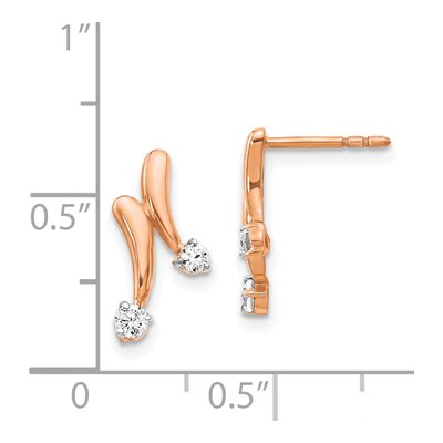 14K Rose Gold 1/5 ct tw Diamond 2-Stone Dangle Earrings – view 2