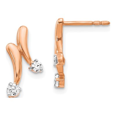 14K Rose Gold 1/5 ct tw Diamond 2-Stone Dangle Earrings