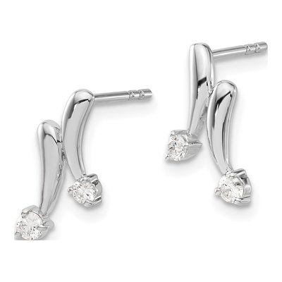 14K White Gold 1/5 ct tw Diamond 2-Stone Dangle Earrings – view 2