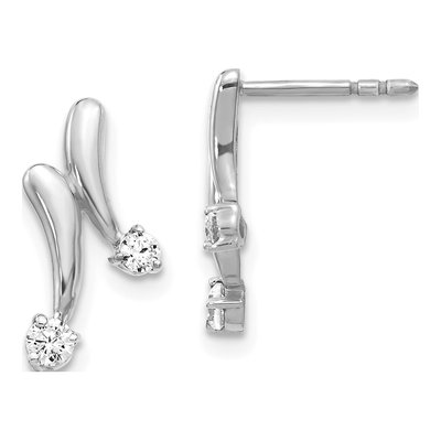 14K White Gold 1/5 ct tw Diamond 2-Stone Dangle Earrings