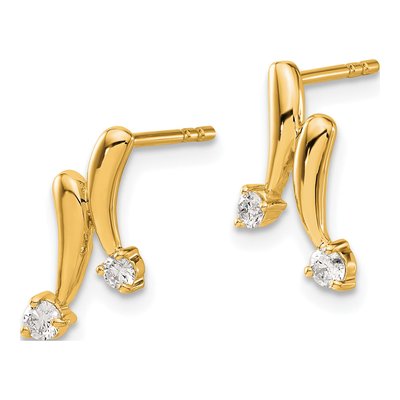 14K Yellow Gold 1/5 ct tw Diamond 2-Stone Dangle Earrings – view 3