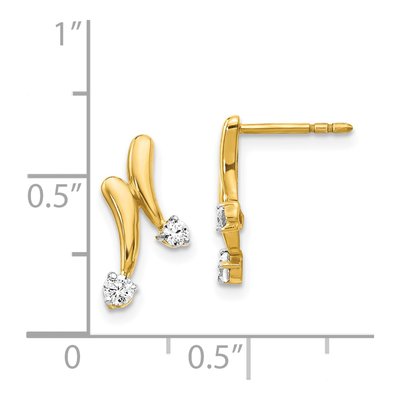 14K Yellow Gold 1/5 ct tw Diamond 2-Stone Dangle Earrings – view 5