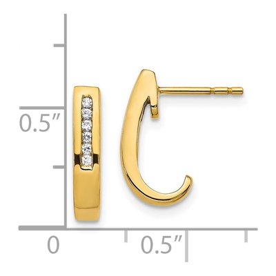 14K Yellow Gold 1/10 ct tw 14mm Diamond Channel J- Hoop Earrings – view 5