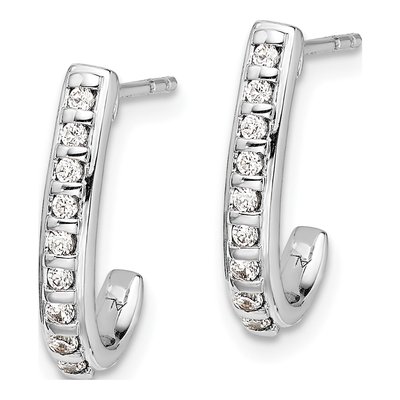 10K White Gold 1/5 ct tw 15mm Diamond J- Hoop Earrings – view 2