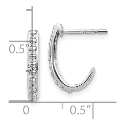 10K White Gold 1/5 ct tw 15mm Diamond J- Hoop Earrings – view 4