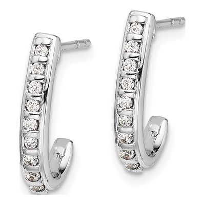 14K White Gold 1/5 ct tw 15mm Diamond J- Hoop Earrings – view 2