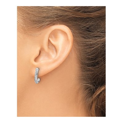 14K White Gold 1/5 ct tw 15mm Diamond J- Hoop Earrings – view 3
