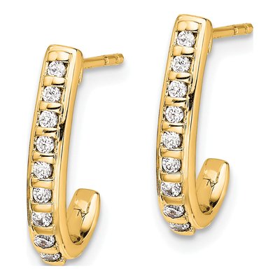 14K Yellow Gold 1/5 ct tw 15mm Diamond J- Hoop Earrings – view 2