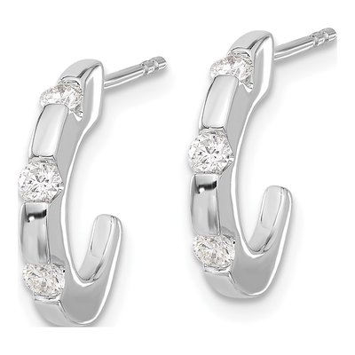 14K White Gold 1/3 ct tw 15mm Diamond J- Hoop Earrings – view 2