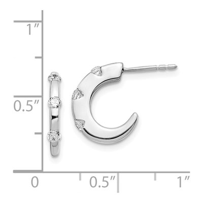 14K White Gold 1/3 ct tw 15mm Diamond J- Hoop Earrings – view 4