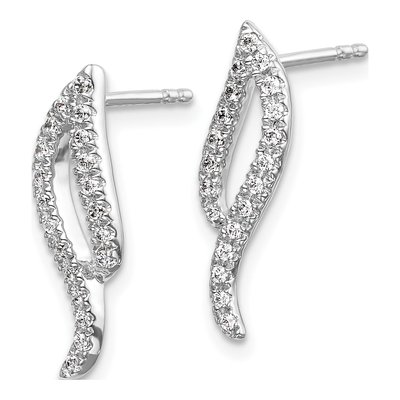 14K White Gold 1/4 ct tw Diamond Wave Dangle Earrings – view 2