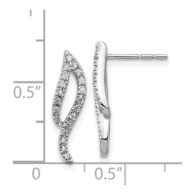 14K White Gold 1/4 ct tw Diamond Wave Dangle Earrings – view 4