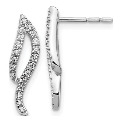 14K White Gold 1/4 ct tw Diamond Wave Dangle Earrings