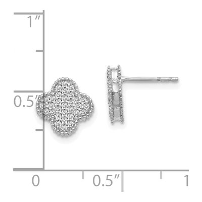14K White Gold 1/3 ct tw 1mm Round Diamond Pave Quatrefoil Stud Earrings – view 4