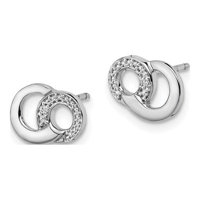 14K White Gold 1mm Round Diamond Circle Stud Earrings – view 2