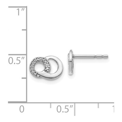 14K White Gold 1mm Round Diamond Circle Stud Earrings – view 4