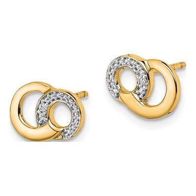14K Yellow Gold 1mm Round Diamond Circle Stud Earrings – view 2