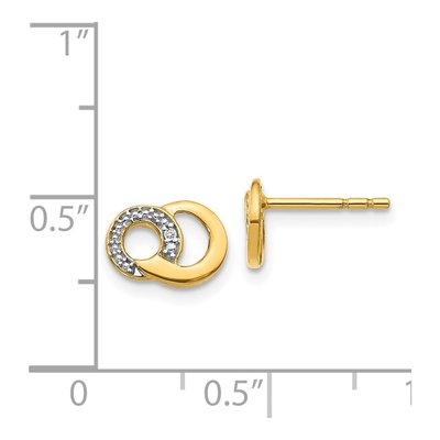 14K Yellow Gold 1mm Round Diamond Circle Stud Earrings – view 4