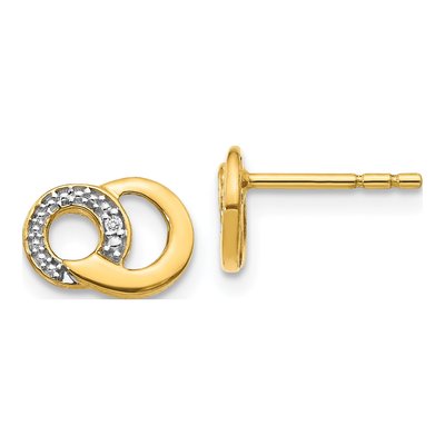 14K Yellow Gold 1mm Round Diamond Circle Stud Earrings