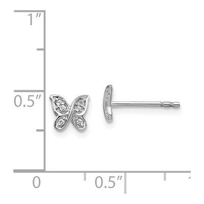 14K White Gold 1/20 ct tw 1mm Round Diamond Butterfly Stud Earrings – view 4