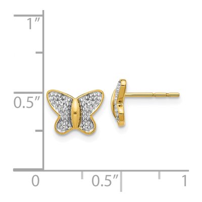 14K Yellow Gold 0.8mm Round Diamond Butterfly Stud Earrings – view 4