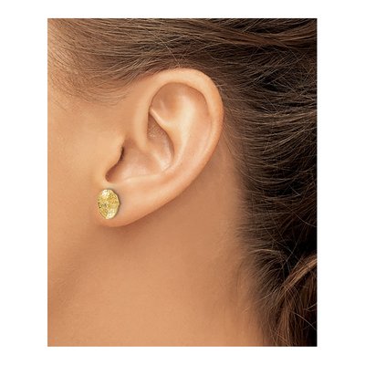 14K Yellow Gold 1.5mm Round Diamond Textured Circle Stud Earrings – view 3