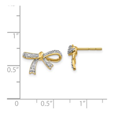 14K Yellow Gold 1/20 ct tw 1mm Round Diamond Bow Stud Earrings – view 4