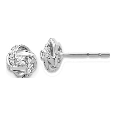 14K White Gold 1/8 ct tw 1.8mm Round Diamond Love Knot Stud Earrings