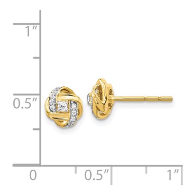 14K Yellow Gold 1/8 ct tw 1.8mm Round Diamond Love Knot Stud Earrings – view 2